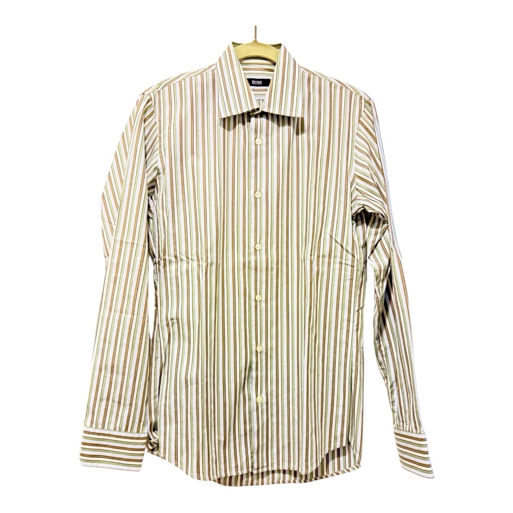 Hugo Boss Beige Striped Dress Shirt